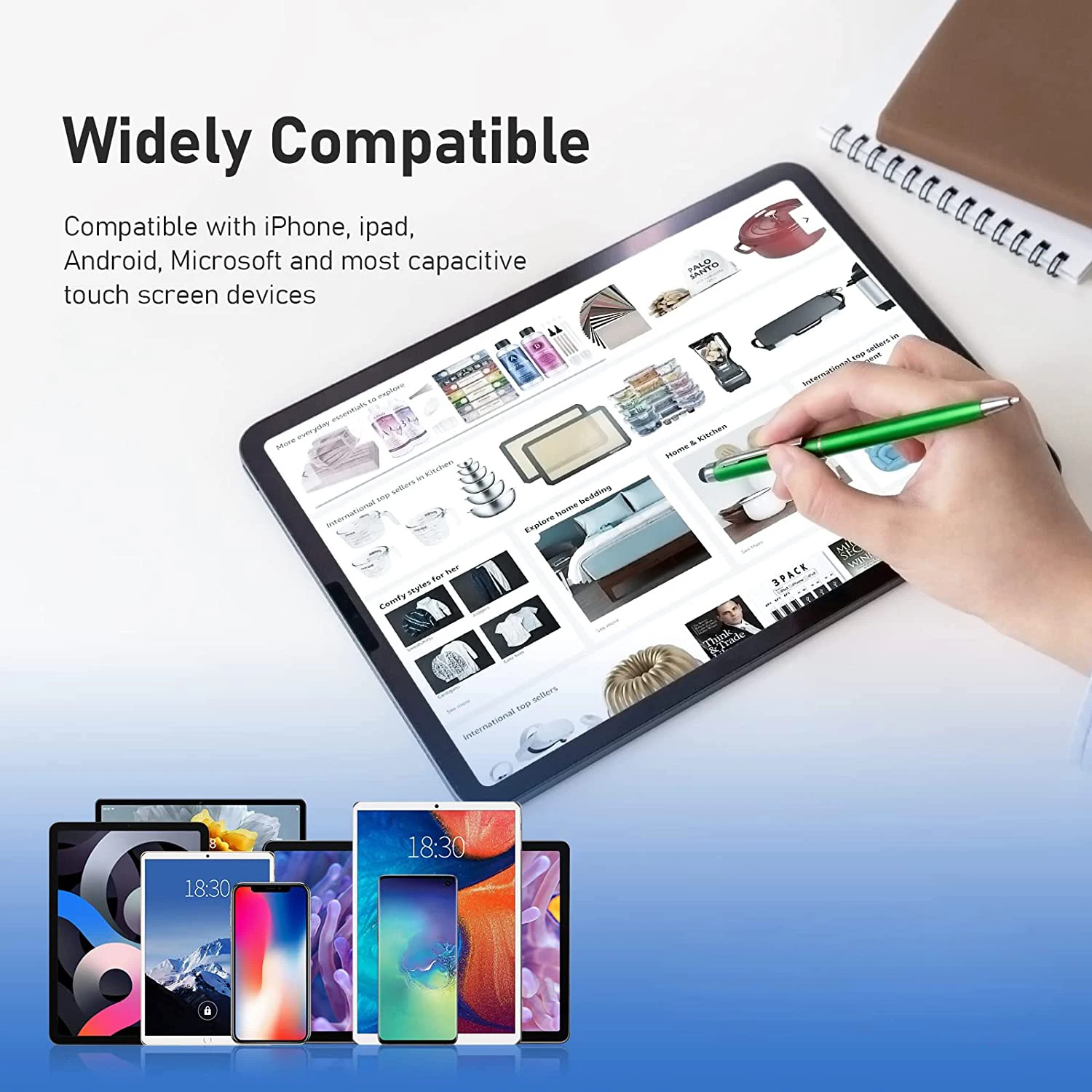 100 pz 2 In 1 Touch capacitivo penna a sfera multicolore schermo capacitivo penna stilo per IPad cellulare Smart Phone Tablet