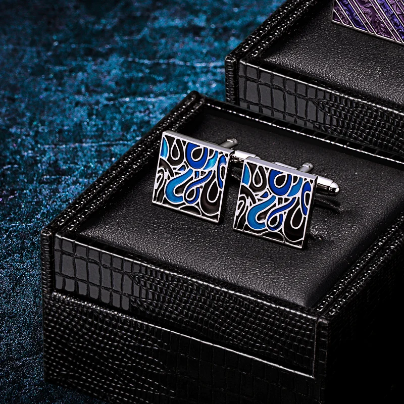 KFLK Jewelry french shirt designer cufflink for mens Brand High Quality fashion Cuff link Button Blue Wedding Male guests