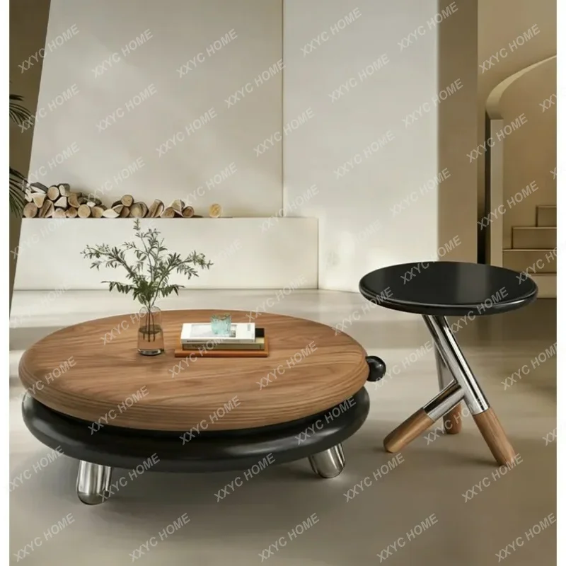 XX minimalist rotating round coffee table combination living room household small apartment