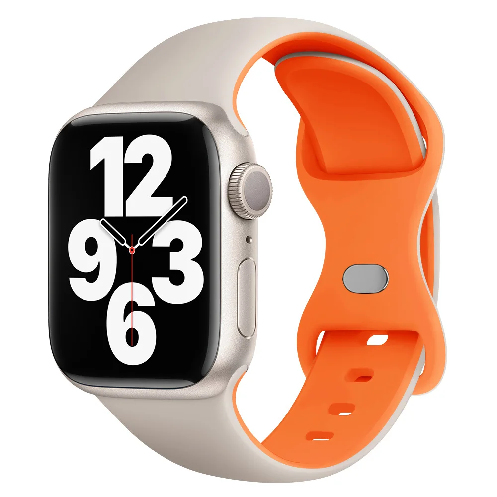 

TRSYPHXM 2024 new Suitable for Applewatch IWatch9875 SE Sport Silicone Breathable Butterfly Buckle Strap