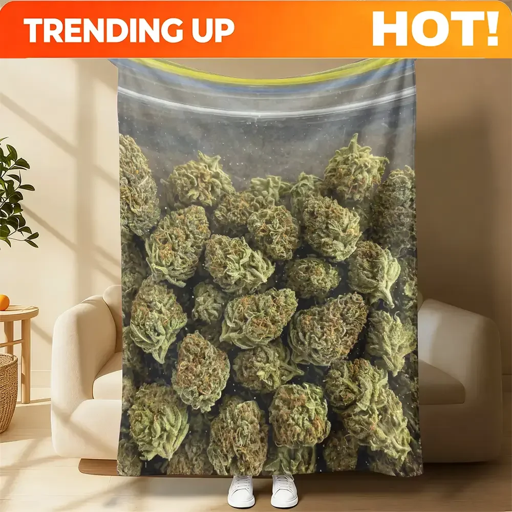 Customize Dank Weed Theme Blanket,Soft Flannel Throw for Home Office Car, Art Decor Gift for Plant Lovers  is The Perfect Gift f