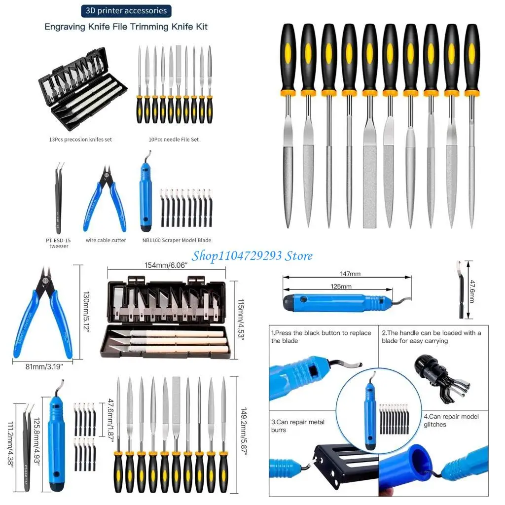 Y2GD 3D Printer Tools 3D Model File Cutter Scraper Material Removal Tool Engraving Timming Knife Nozzle Wrench Needle