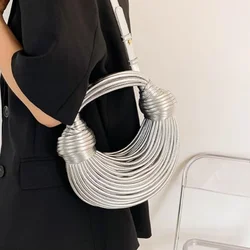 2024 Clouds Handbags Gold Handmade Weaving Fashion Women's Bags Noodle Bags Knotted Dumpling Bags Handbags Shoulder Crossbody