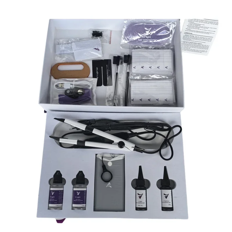 V-Light Hair Extension Kit UV Light Hair Extensions Glue Kit V Light Technology Wig Hair Piece Seamless Grafting Tool