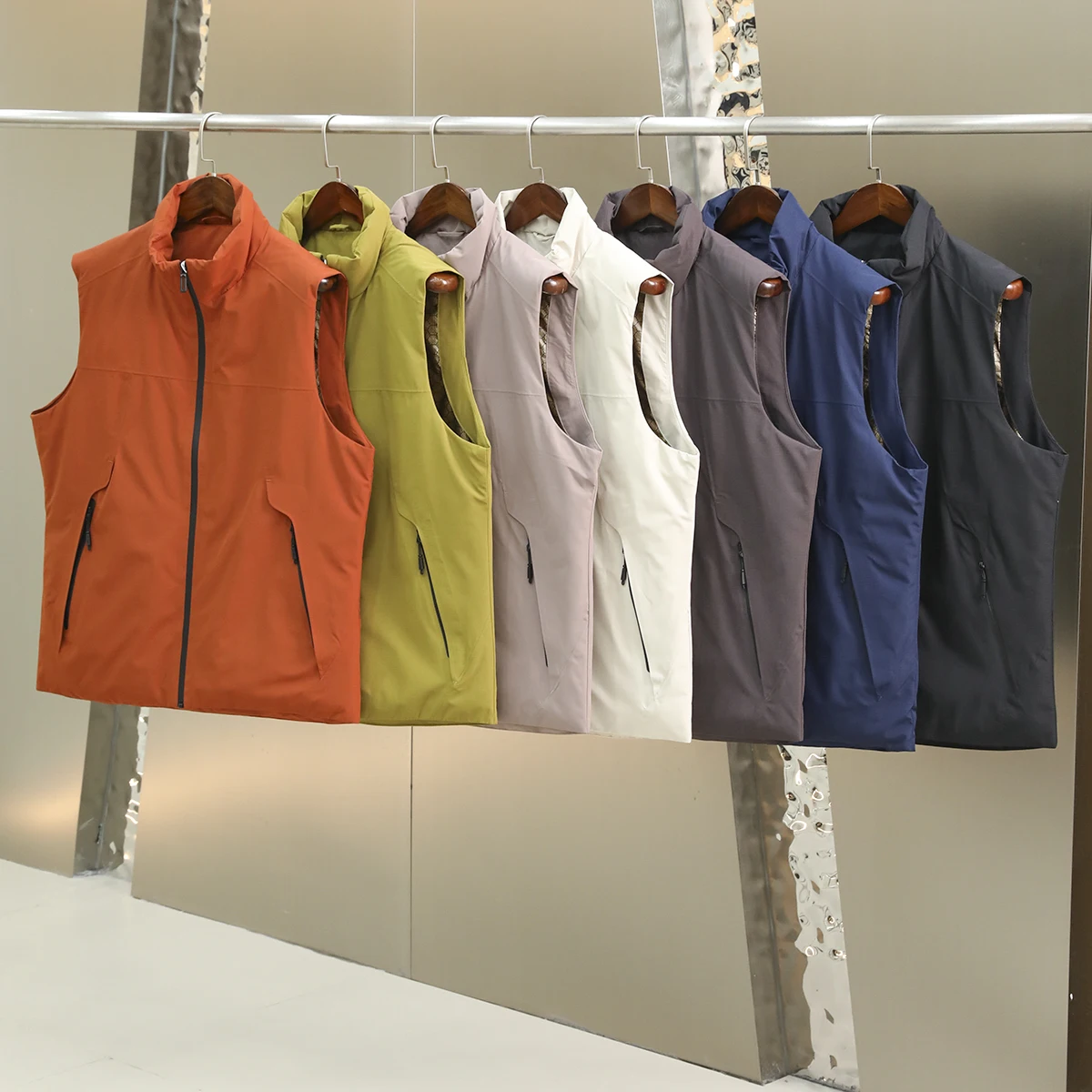 

Men's Stand Collar down Vest 80 Du down aphene Heating Faion Urban Sle Daily Wear Youth Outerwear Zipper Closure