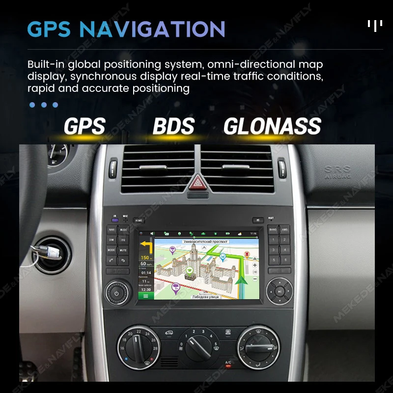 Android 15 Wireless CarPlay Navigation For Mercedes Benz W169 W245 B200 W906 Sprinter W639 Vito Car Radio Multimedia 2Din Player