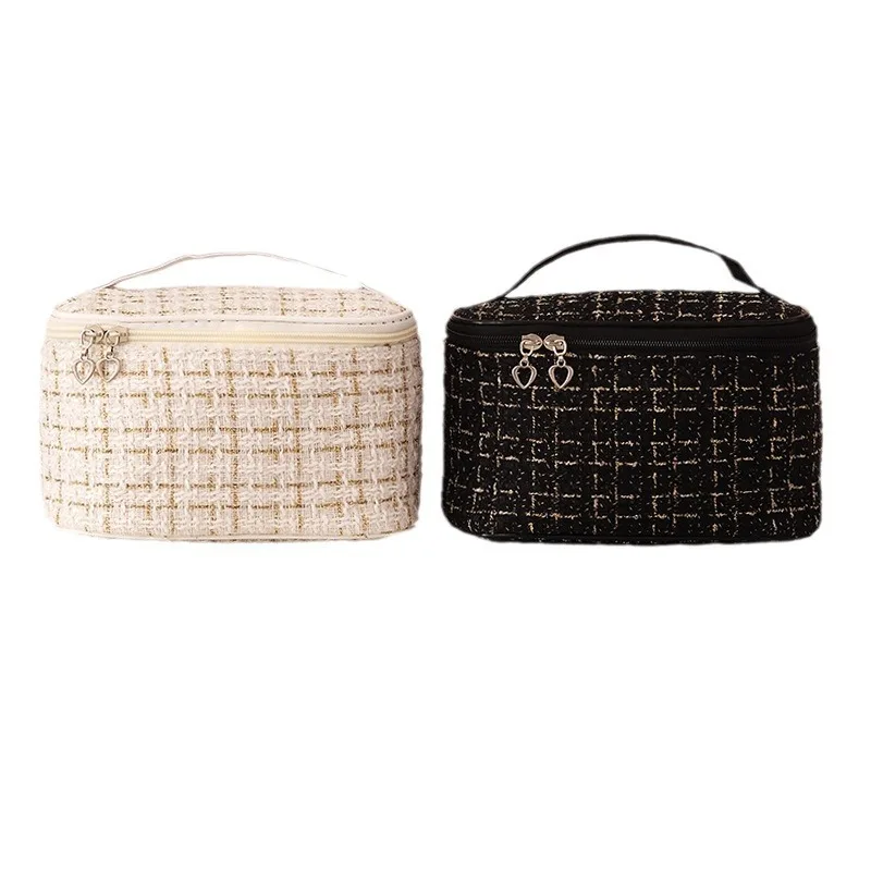 

Korean-style Plaid Tote Mini Makeup Bag Large-capacity Portable Toiletry Organizer Case Travel Wholesale