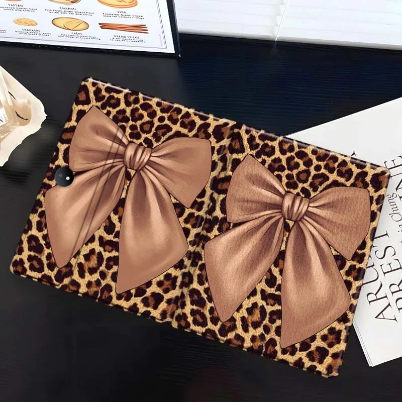 Leopard Print Bow For OPPO Pad 2 3 4 11 SE X Air 2 Neo Pro 12.1 10.36 11 11.4 13.2 Inch Tablet Case Soft