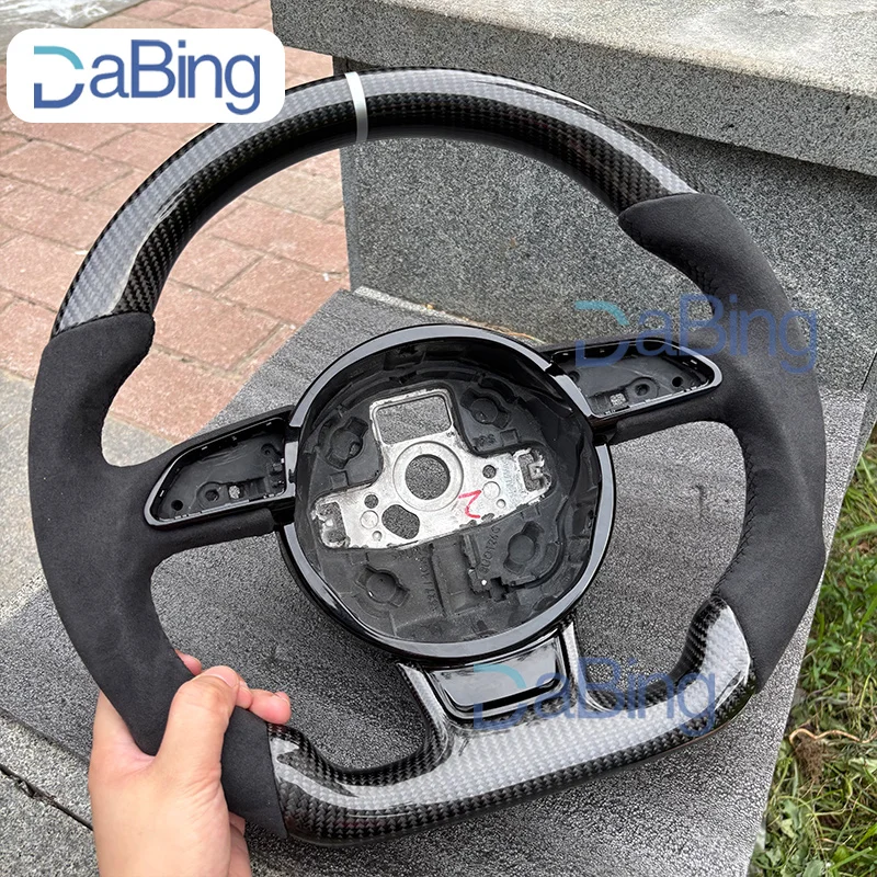 

For Audi Carbon Fiber Steering Wheel Flat Bottom A4B8 A5 S3 S4 S5 Leather Alcantara steering wheel