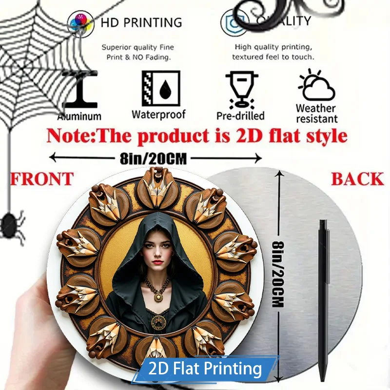 Targa in metallo da 1 pezzo, targa in metallo decorativa con stampa piatta in stile gotico di Halloween da 4x16 pollici