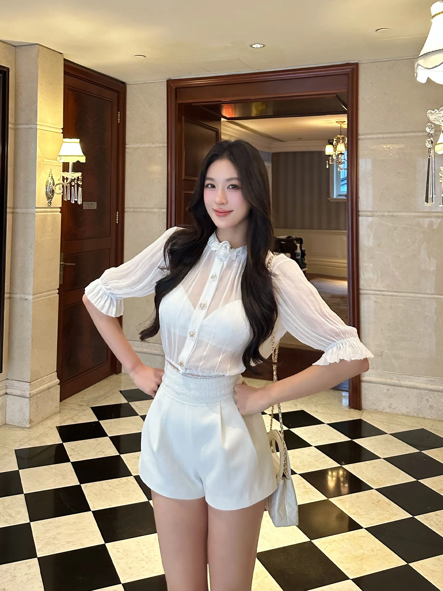 

Pure Desire SX ort Loose Svel Top with Silk Strap Bellovi Korean Sle Commute Wind Women's irt