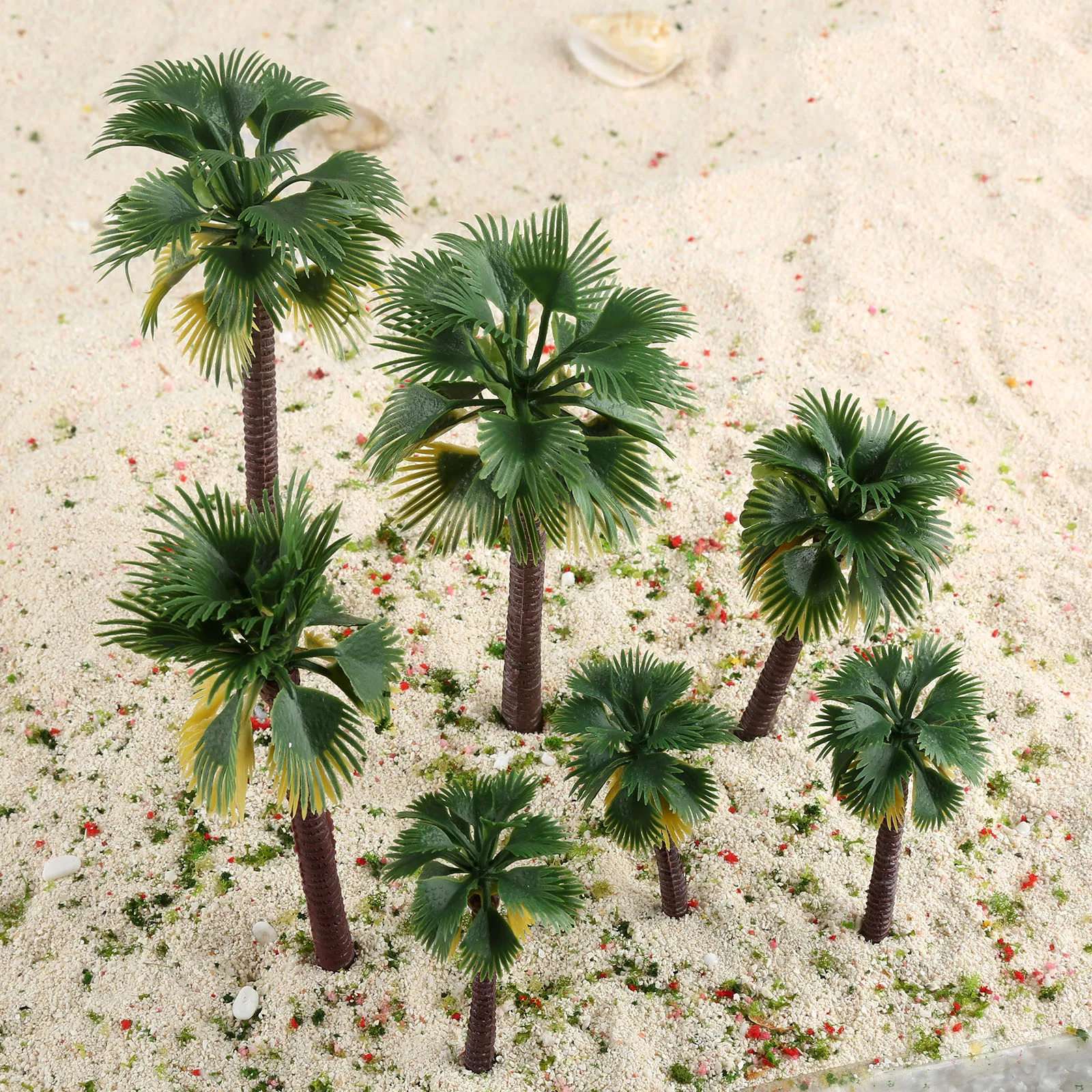 12Pcs 8-16cm Landscape Scenery Model Green Tropical Palm Trees Railroad Train Layout Diorama 1:65- 1:150 Scale Artificial Plants