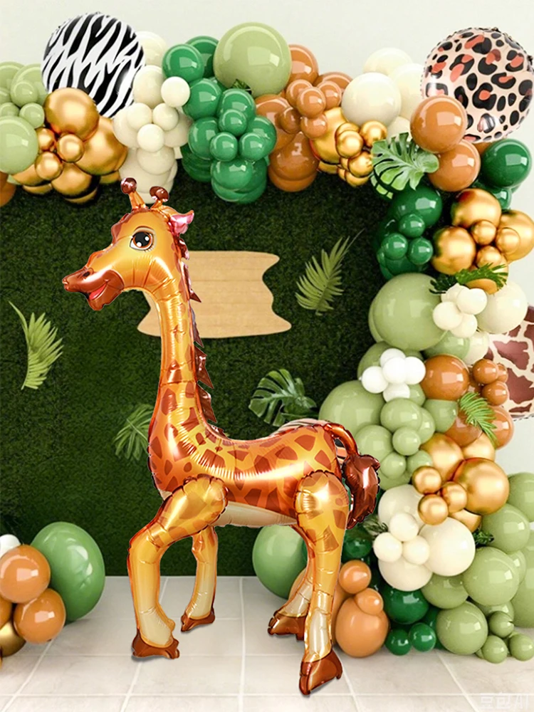 1 قطعة الغابة البرية الحيوان 4D الدائمة الأسد النمر الزرافة زيبرا الألومنيوم فيلم بالون الأطفال الغابات حديقة الحيوان موضوع حفلة عيد ميلاد