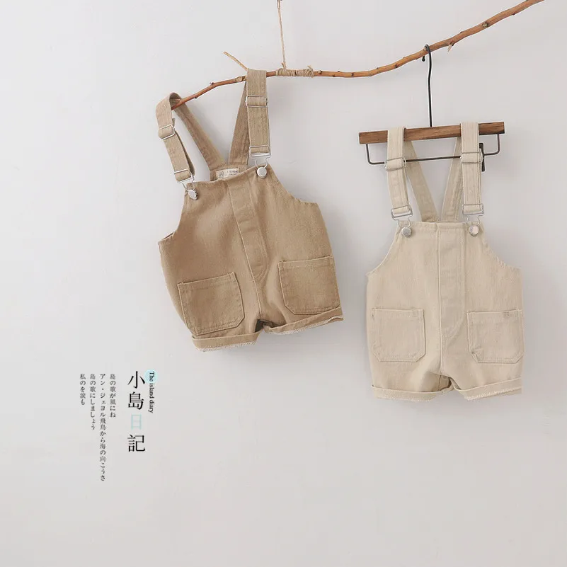2026 Spring Japanese Style Infant Kids Boys Girls Overalls Comfortable Brief Kids Boys Suspenders Shorts Boys Summer Overalls