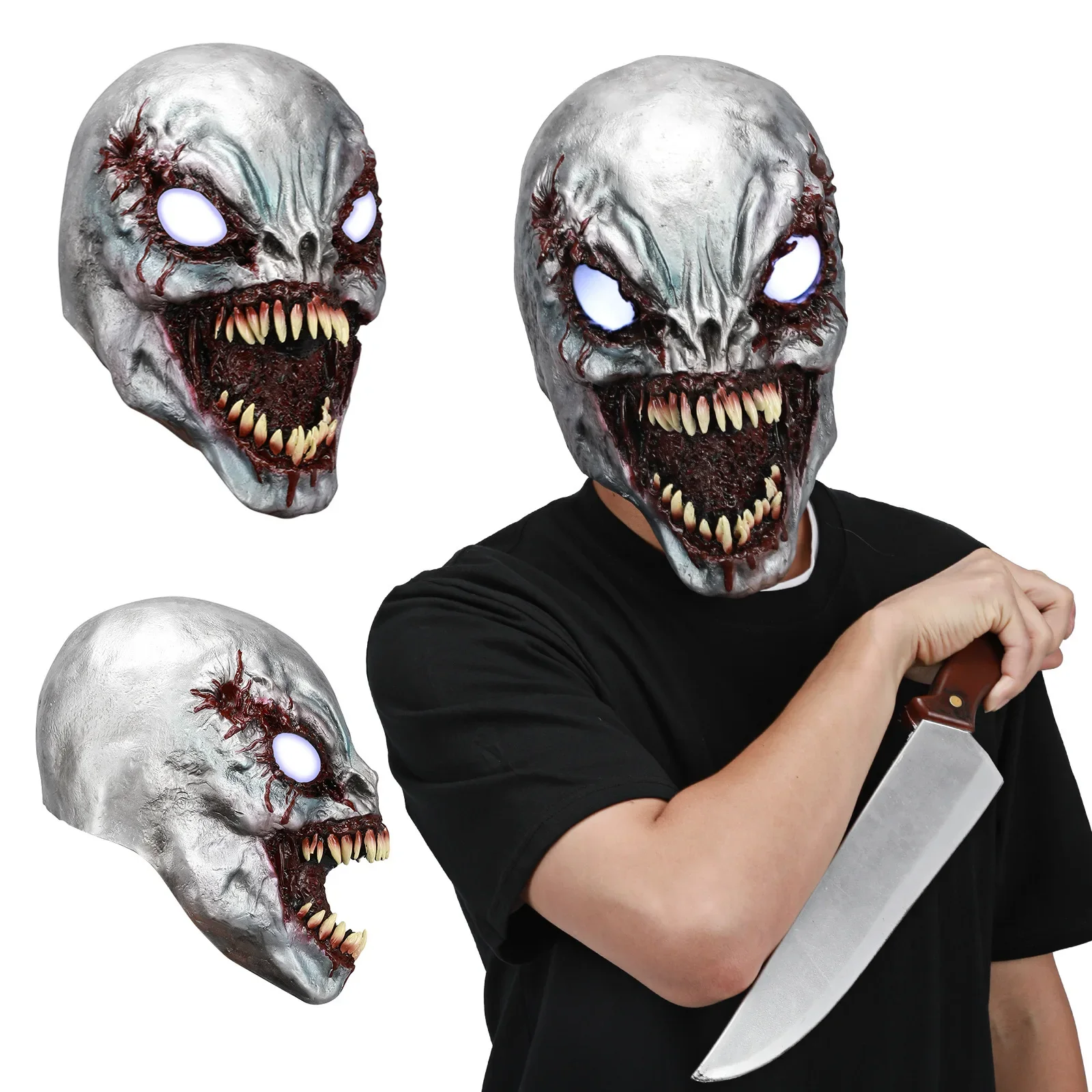 Movie 2024 New Venom Led Mask Helmet Mask Latex Halloween Gloves Cosplay Funny Masquerade Props Costume Props Party Gift Kids