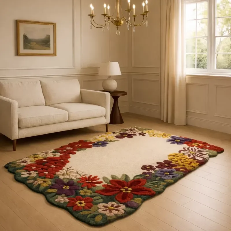 Premium Quality Modern Tufted Wool Area Rug High Pile Extra Thick Washable Non-Slip Stain Resistant PET Friendly villa