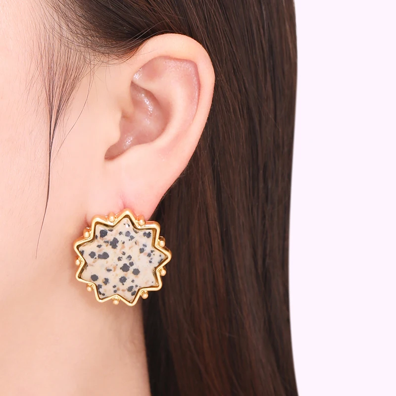 LEWIS SEGAL Vintage Irregular Polygon Rhinestone Stud Earrings for Women Luxury Medieval Style Fine Jewelry 18K Gold Plated