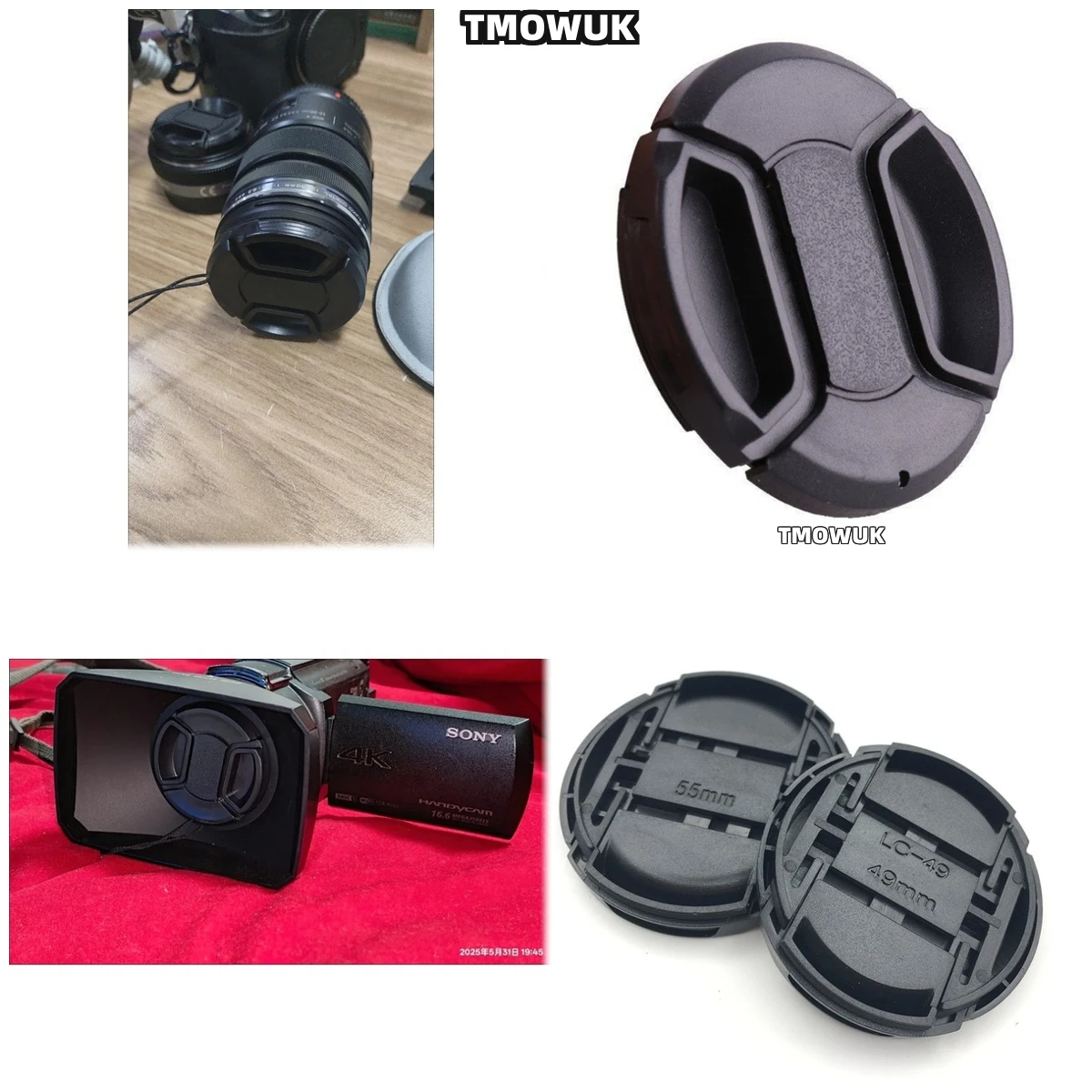 

For SONY NEX3N A7IV A7S4 A7R4 A290 A230 A55V A65 Camera Lens Cap Protective Cover Center Pinch Snap-on 49mm 52 55 58 62 67 72 77