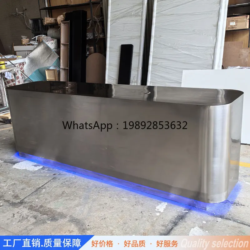 G1  Custom Stainless Steel Bar Counter Clothing Store Cashier Desk Beauty Salon Hair Salon Front Desk Reception Desk