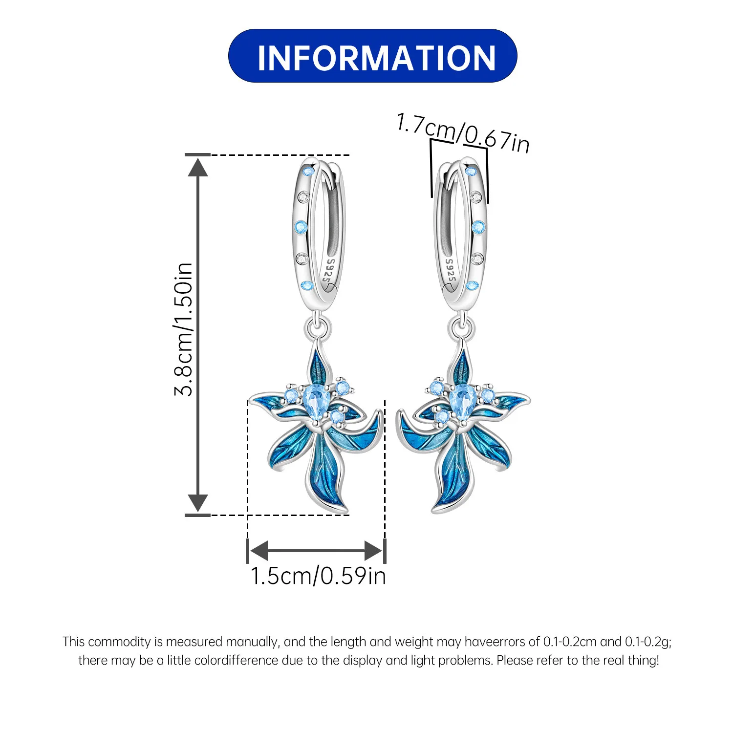 925 Sterling Silber Blumen-Ohrringe, exquisite blaue und violette Iris-Blumen-Ohrringe, modischer Ohrschmuck, Geschenk für Mädchen – Detail 10