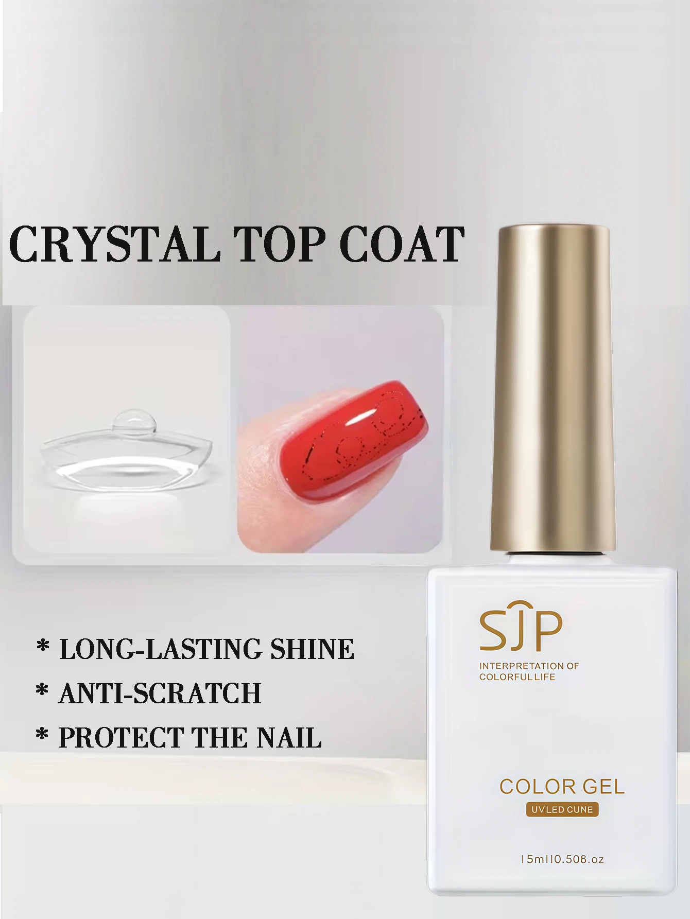 15 มล. คริสตัลท็อปโค้ท ยูวี เจล สำหรับตกแต่งเล็บ ทำเล็บ DIY สร้างสรรค์ลายเล็บ  เหมาะสำหรับผู้เริ่มต้นทำเล็บและช่างทำเล็บ