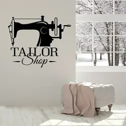 Vinyl Wall Decal Tailor Shop Sign Logo Wall Sticker Sewing Fashion Design Seamstress Stickers Tailor Store Window Decor C219