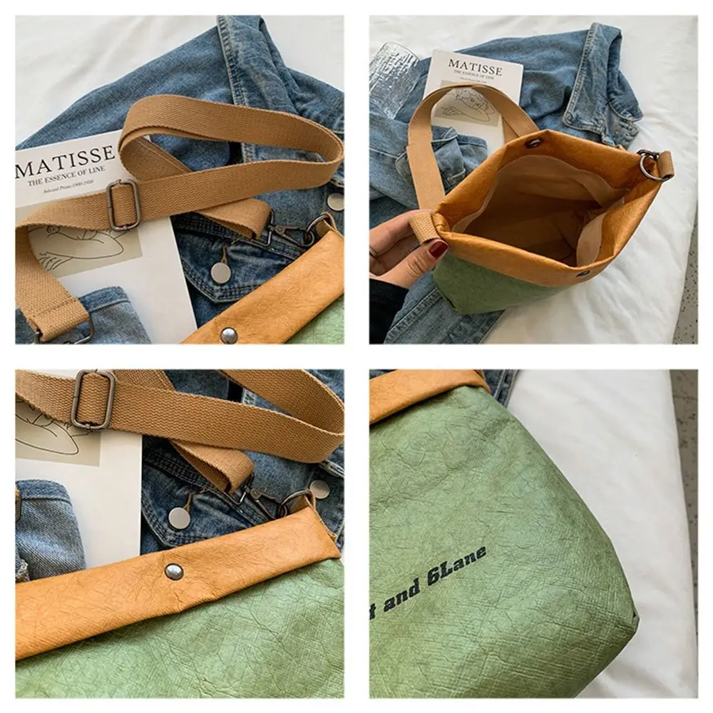 Neue Vintage Umhängetasche große Kapazität lässige Schulter tasche Kraft papier Eimer tasche Frauen