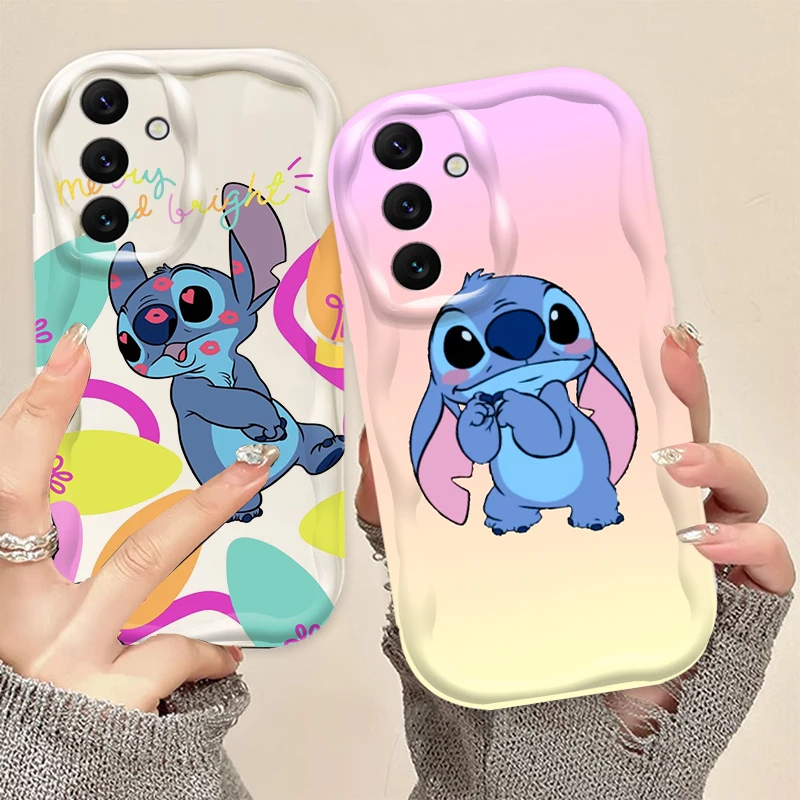 Disney Stitch Cartoon For Samsung A55 A54 A53 A52 A35 A34 A33 A32 A25 A24 A23 A22 A21S A15 A13 A14 5G Wave Oil Cover Phone Case