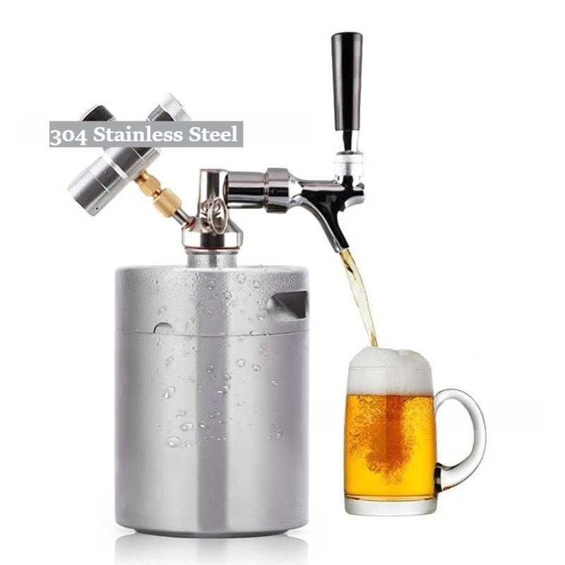 

2/5L 304 Stainless Steel Mini Beer Keg Dispenser Set Home Brewing Secondary Fermentation Bar Pub Container