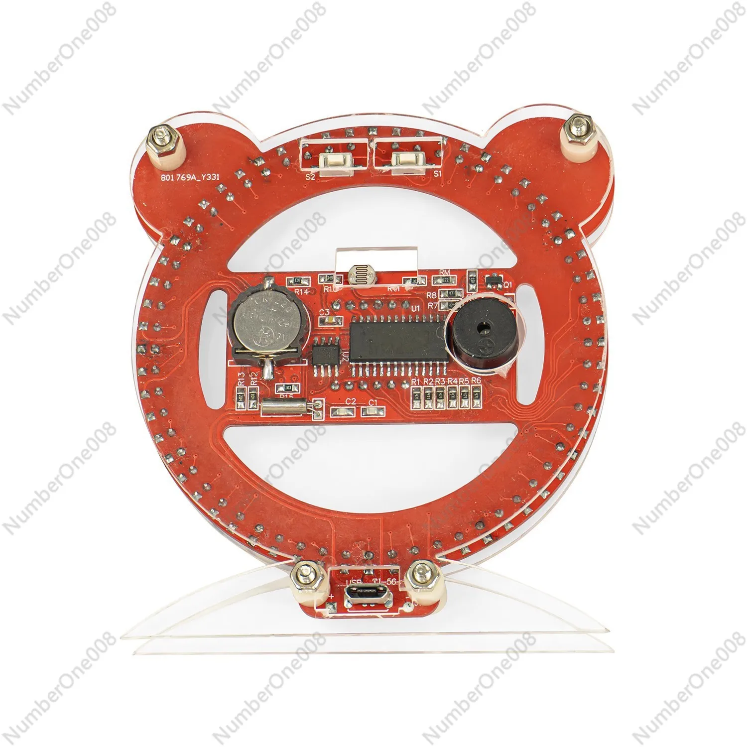 Bear digital clock kit light control temperature creative alarm clock microcontroller DIY welding assembly TJ-56-441