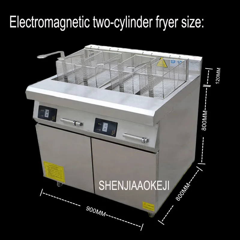 Электрическая Фритюрница, фритюрница с двойным цилиндром, коммерческая фритюрница для цыплят, электрические фритюрницы из нержавеющей стали для картофеля фри 380 В