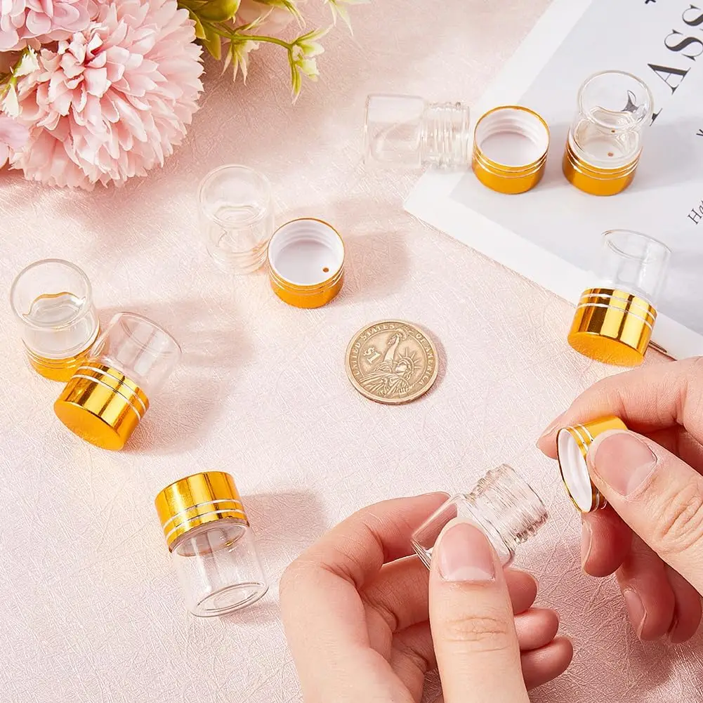 5Pcs Portable 12ml-110ml Mini Clear Glass Bottle W/ Screw Lids Empty Wishing bottle DIY Vials Travel Liquid Storage Containers