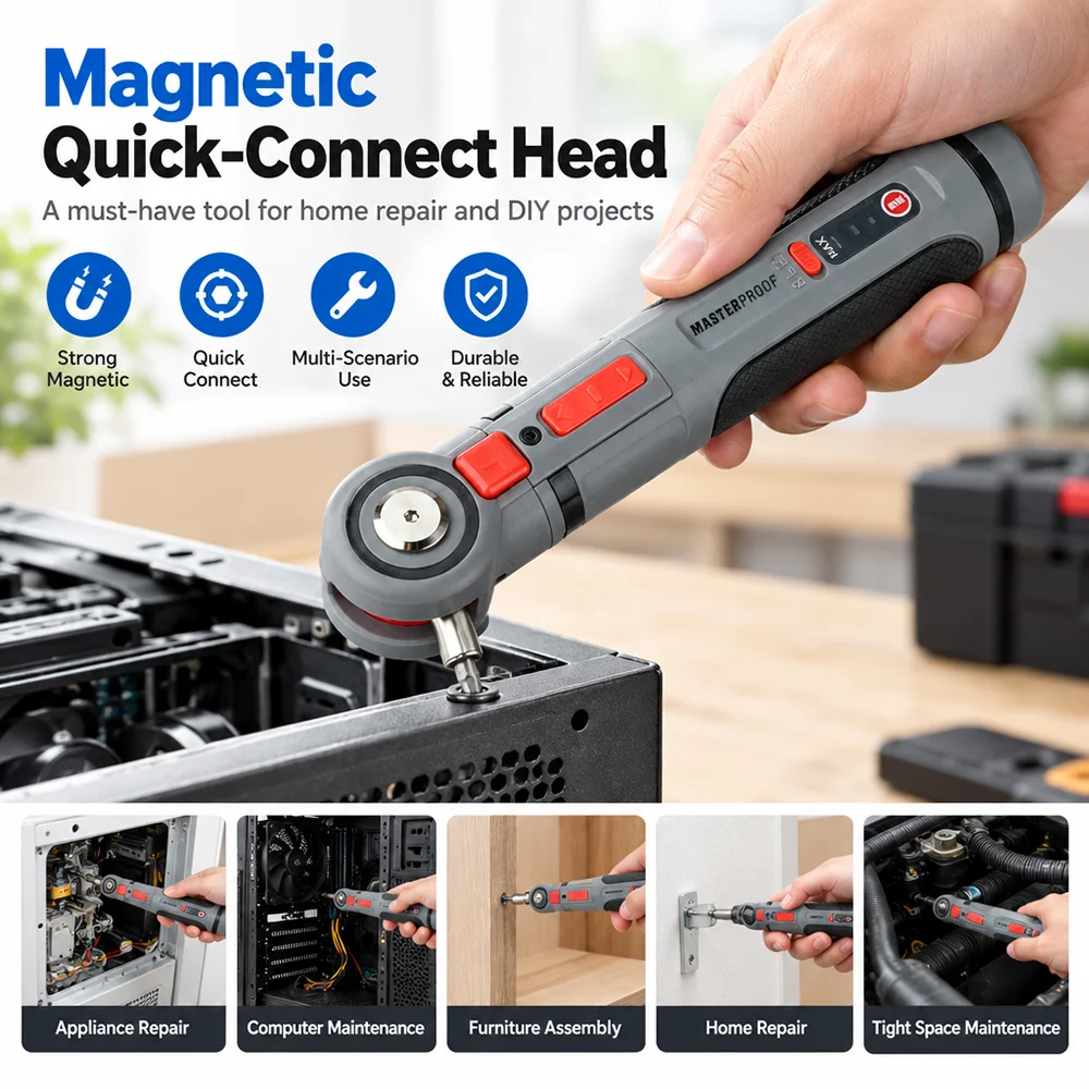 DC 5V Electric Screwdriver Set, Rechargeable Multifunction Screwdriver, 3 Angle Settings (0°, 45°, 90°) and Adjustable Torque