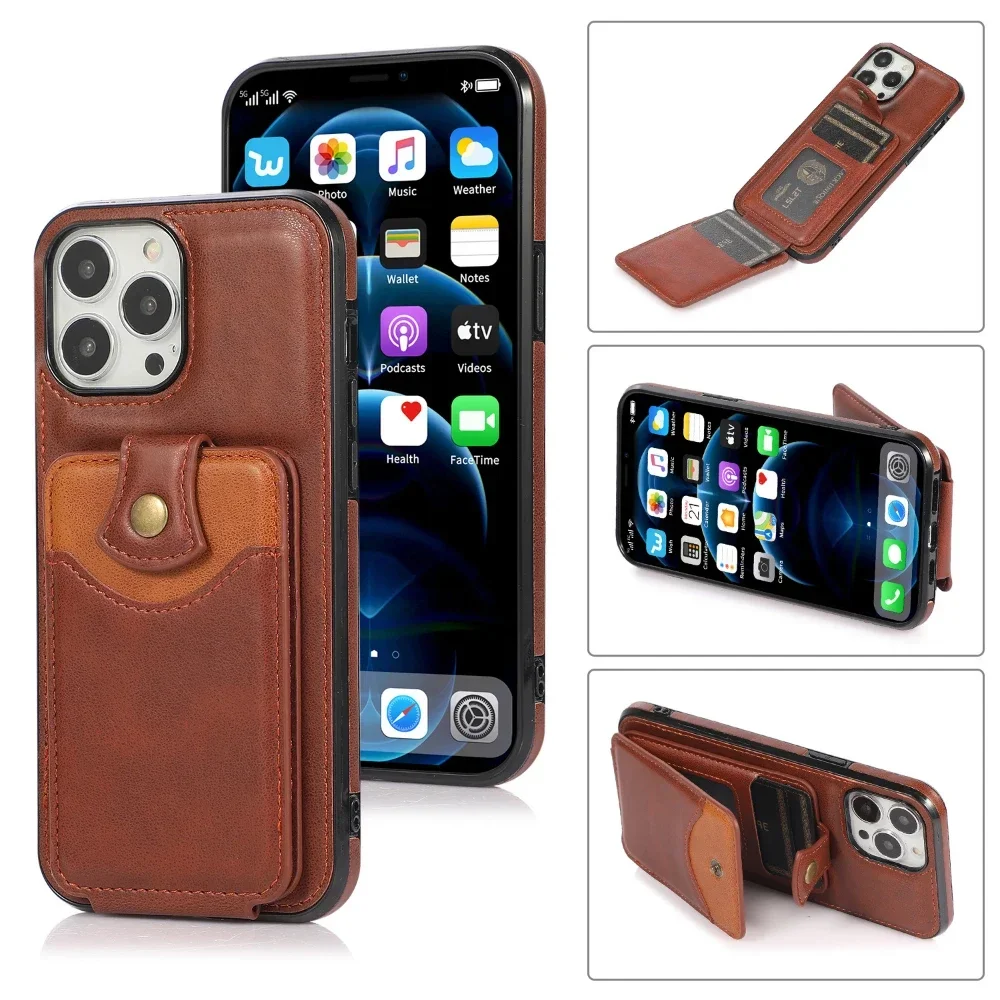 Suitable for iPhone14promax Card Case Phone Case 13 12pro Multi-function Upper and Lower Flip Wallet Card 11 8plus Leather Cover