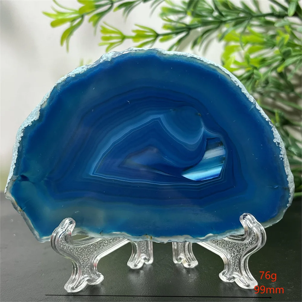 Crystal Natural Agate Red Blue Slab Slice Geode Mineral Healing Reiki Home Energy High Stone Quartz  Quality Decoration+Stand