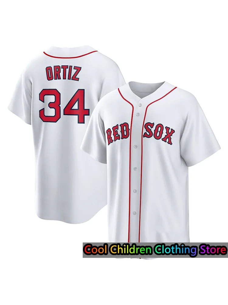 2024 Boston Red Sox Ortiz 34 Home Tshirt Men Women Tracksuit Summer Short Sleeve Sport Training Baseball Jersey For Kids Adult