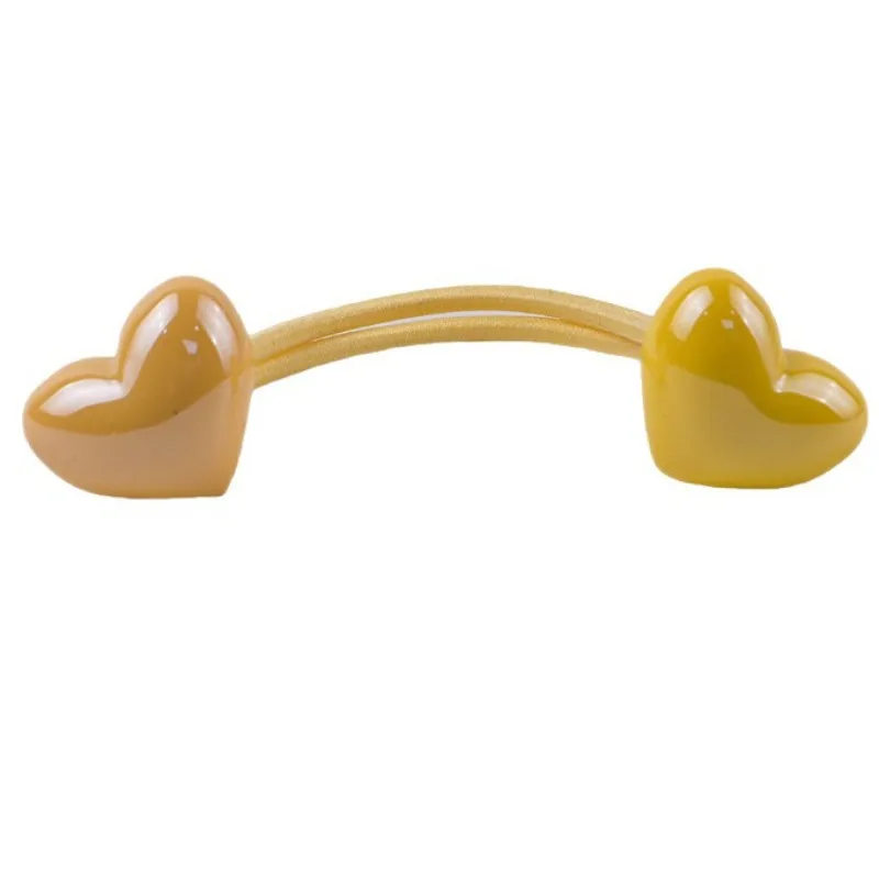 

Cute Double-headed Love Hair Rope of Children's Hair Accessories Colored Band Headrope High Elasticity Simple Color Contrast