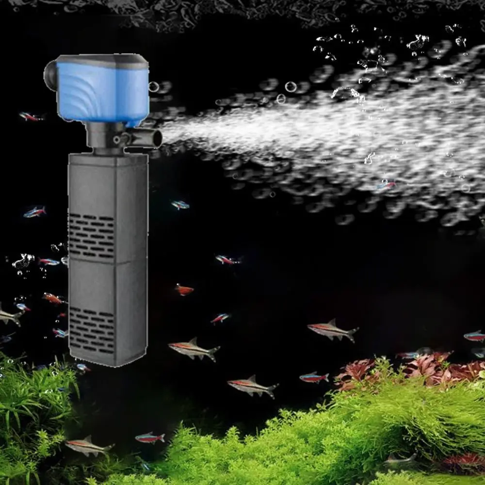 Silent Fish Tank Built-in Filter Plastic EU Plug Oxygen Air Pump with Filter Cotton Submersible Filter Mini Fish Tank Filter