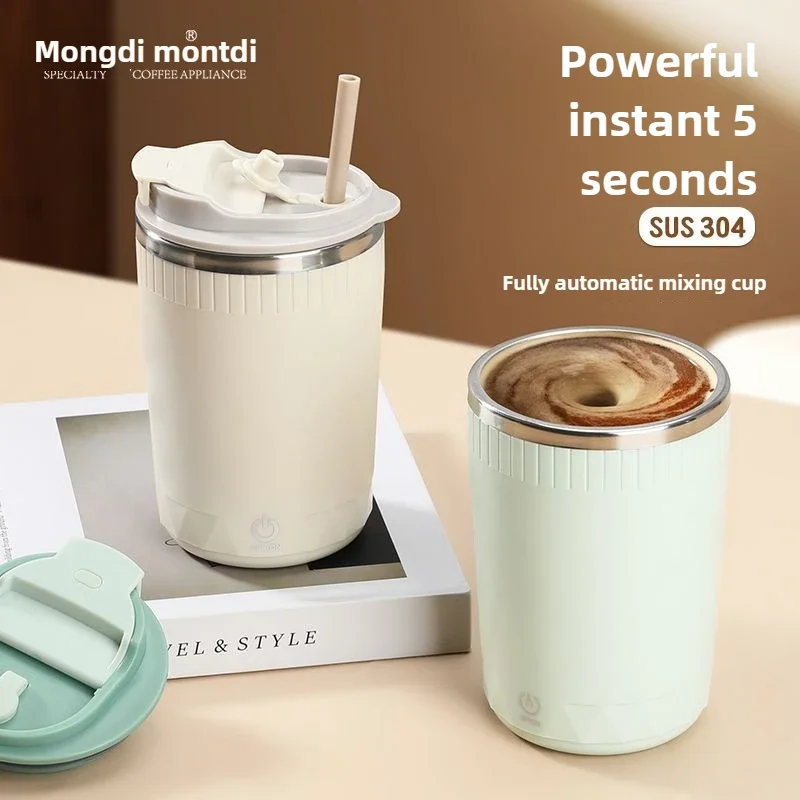 

Mongdio high-quality stainless steel electric magnetic mixing cup 2025 new soy milk cup rotating coffee cup