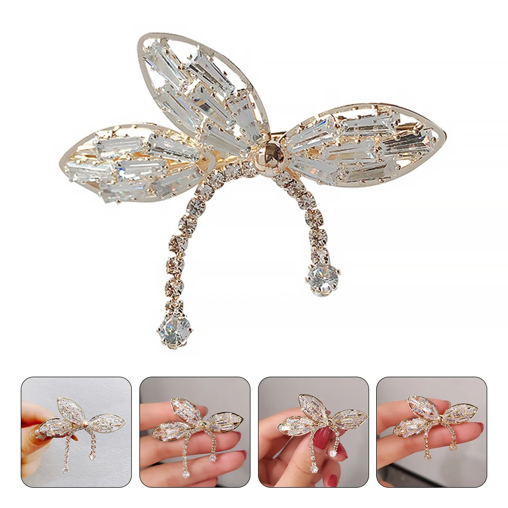 

6PCS Butterfly Rhinestone Tassel Hairpin Clip Silver French Design Butterfly Shape Clips Rhinestones Decorative Hairpin Hair