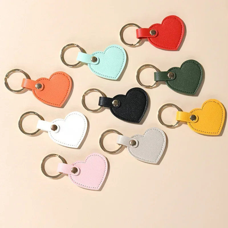 Charm Leather Heart Key Chain Fashion Leather Heart Shape Keychain Women Car Key Holder Home Key Ring Bag Car Pendant Gift