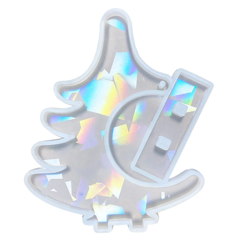 Holographic Christmas Tree Ornament Silicone Mold Epoxy Jewelry Mold Resin Casting Pendant Mold Suitable for Diy Crafts