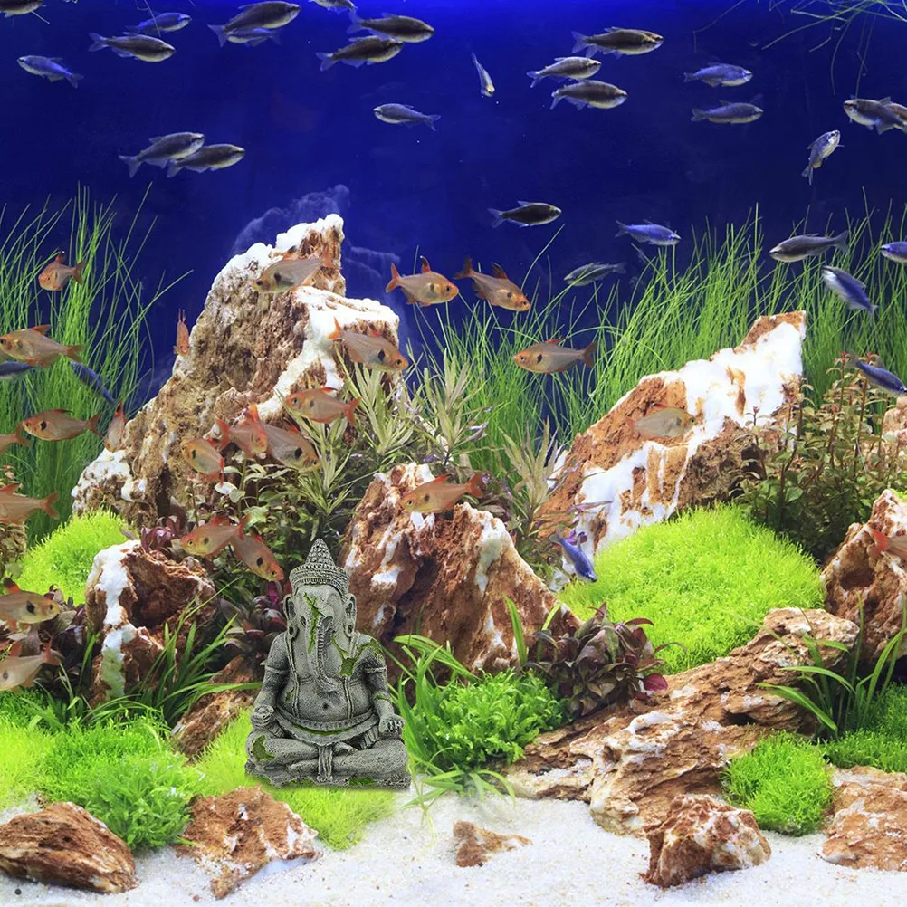 

2Pcs Resin Fish Tank Underwater Buddha Adornment Aquarium Decoration Creative Sitting Buddha Landscape Scene Ornament