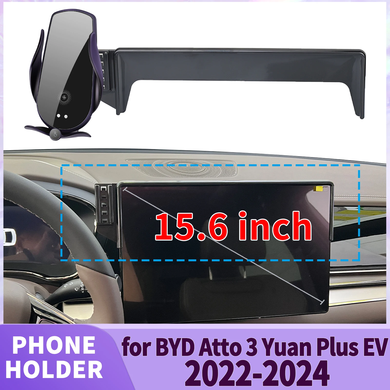 

for BYD Atto 3 Yuan Plus EV 2022-2024 15.6inch Screen Base Phone Holder Mount ​​ Secure Clip Car​​ accessoires