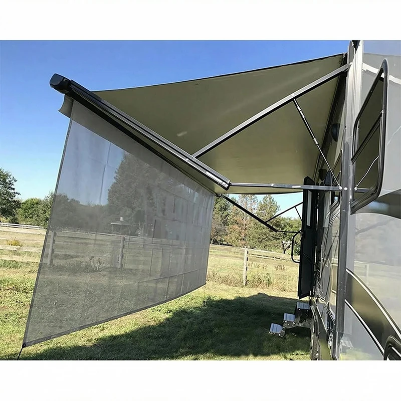 RV Awning Sun Shade Screen Sunshade 8x10ft/8x15.3ft For 16' RV Awning Mesh Sunscreen Motorhome Camper Trailer Screen UV Blocker