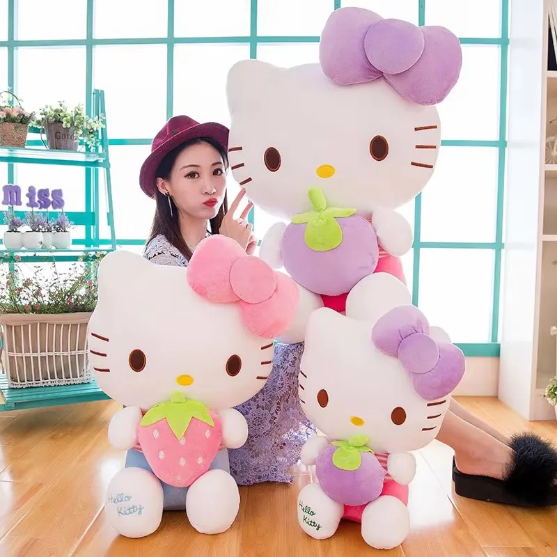 

Плюшевая кукла Sanrio Hello Kitty 23/30 см, клубничная кошка, игрушка для девочек, декор для дома, подушка, милый мультяшный персонаж, подарок на день рождения для девочек