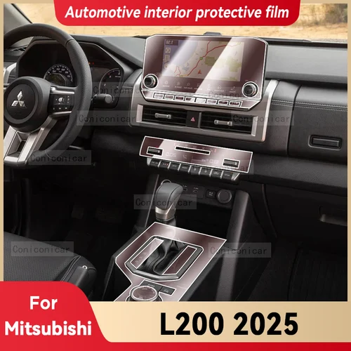 Para Mitsubishi L200 2025 Interior del coche consola central instrumento tablero cubierta protectora película antiarañazos pegatina Accesorios