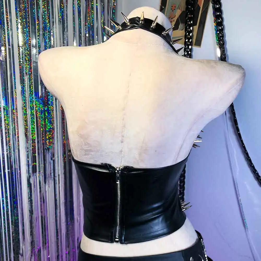 Carro armato gotico eco grunge anni '90 Adolescente anni '80 Emo Fai da te E-Girls Harajuku Goth fatto a mano Punk Rock Y2K Halter Canotta TOPS Kawaii