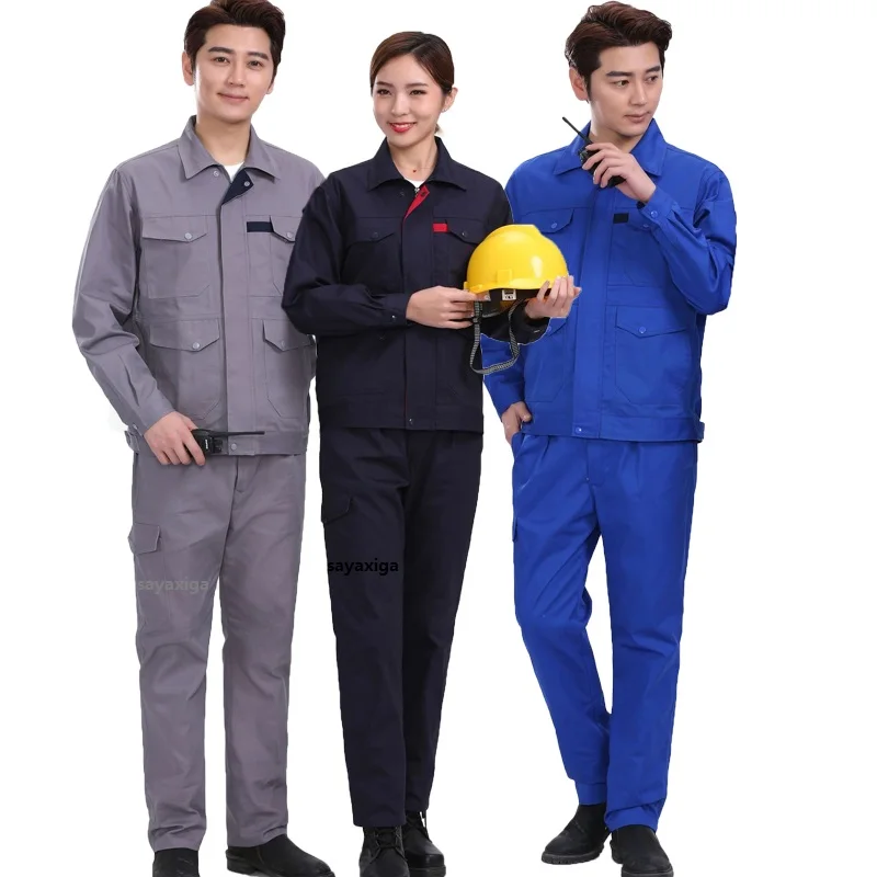 100% Cotton Work Clothing For Men Multi Pockets Welding Suits Construction Mechanical Worker Uniforms Repairman Working Coverall