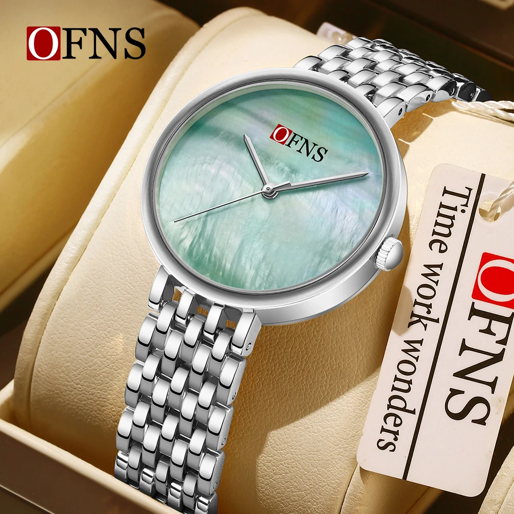

OFNS 7202 Luxury Women Bracelet Simple Pearl Dial Watches Ladies Fashion Women Dress Wristwatch Ladies Quartz Sport Watch Girl